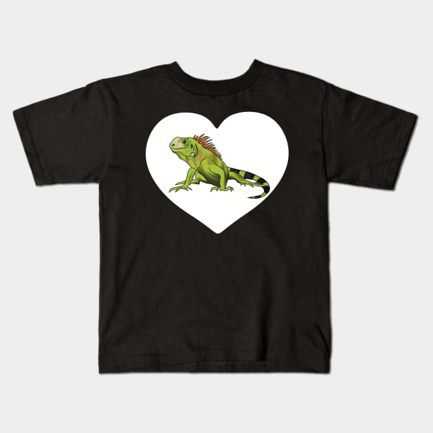 Iguana Heart for Iguana Lovers, White Kids T-Shirt by Mochi Merch